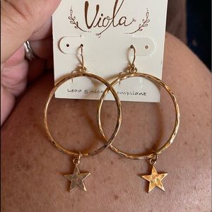 Gold Star Hoop Dangles